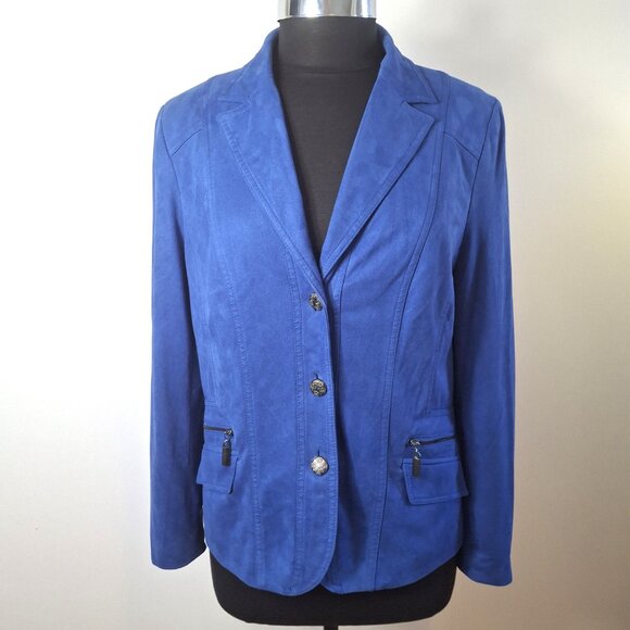 Vintage Conrad C Proportion Petite Sz 12 (LG) Suede Blazer Jacket Buttoned Lined - Picture 1 of 16